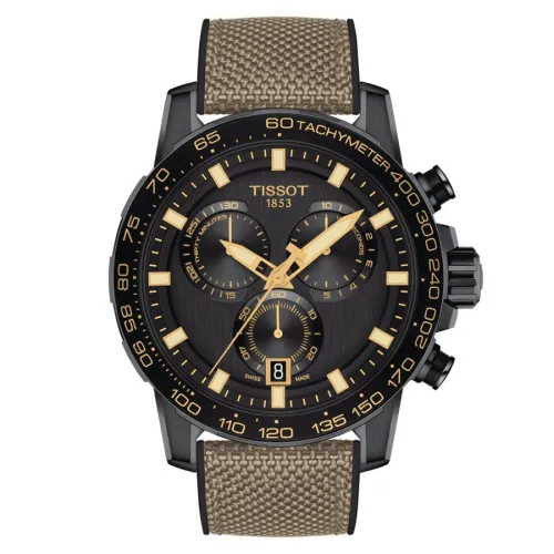 TISSOT SUPERSPORT CHRONOGRAPHE QUARTZ CADRAN NOIR BRACELET CAOUTCHOUC 45,5 MM