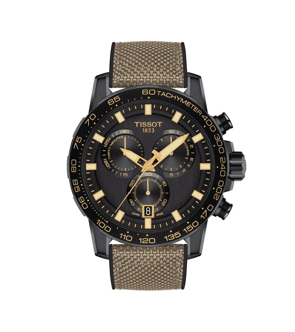 TISSOT SUPERSPORT CHRONOGRAPHE QUARTZ CADRAN NOIR BRACELET CAOUTCHOUC 45,5 MM