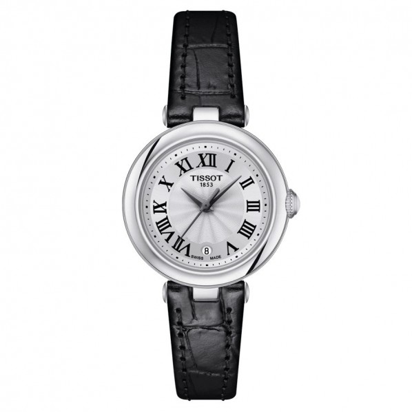 TISSOT BELLISSIMA SMALL LADY QUARTZ CADRAN BLC BRACELET CUIR NOIR 26 MM