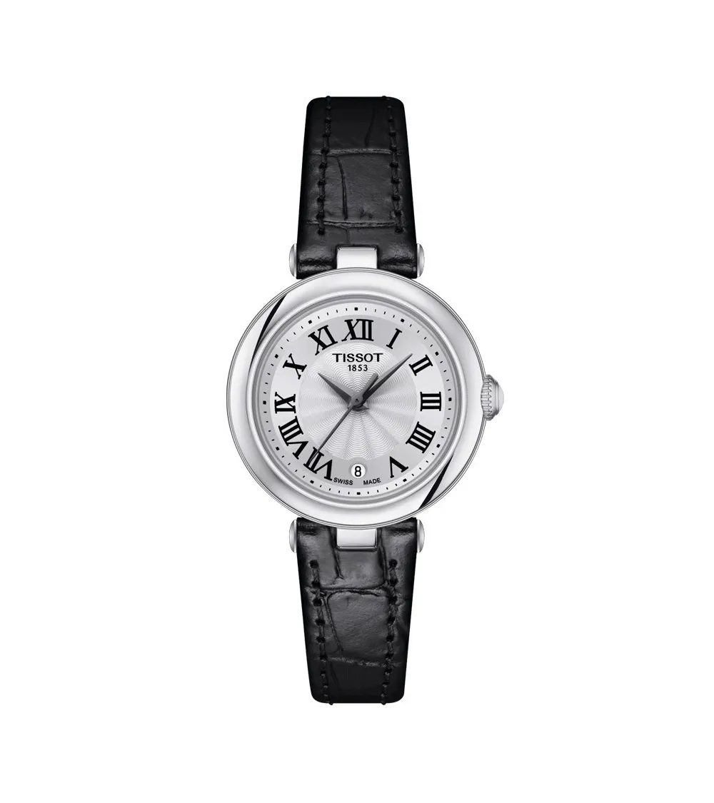 TISSOT BELLISSIMA SMALL LADY QUARTZ CADRAN BLC BRACELET CUIR NOIR 26 MM