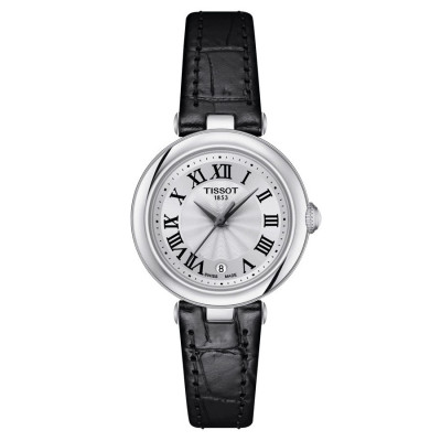 TISSOT BELLISSIMA SMALL LADY QUARTZ CADRAN BLC BRACELET CUIR NOIR 26 MM