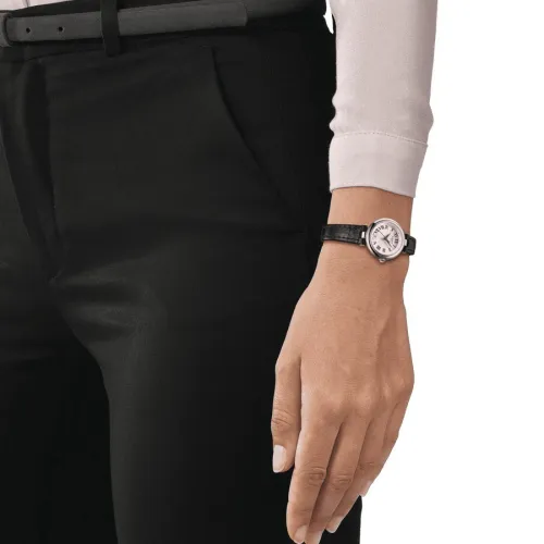 TISSOT BELLISSIMA SMALL LADY QUARTZ CADRAN BLC BRACELET CUIR NOIR 26 MM