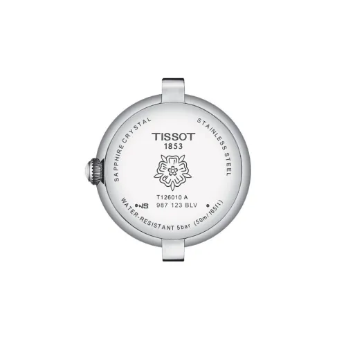 TISSOT BELLISSIMA SMALL LADY QUARTZ CADRAN BLC BRACELET CUIR NOIR 26 MM