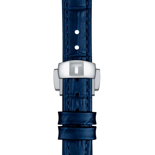 TISSOT BELLISSIMA AUTOMATIQUE CADRAN ARGENTÉ BRACELET CUIR BLEU  29 MM
