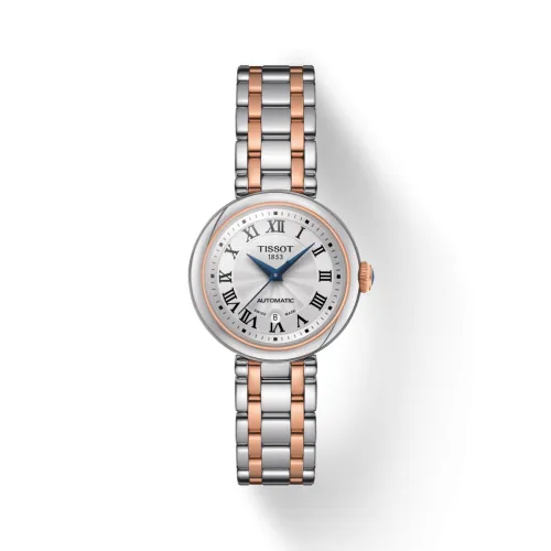 TISSOT BELLISSIMA AUTOMATIQUE CADRAN ARGENTÉ BRACELET BICOLORE OR ROSE 29 MM