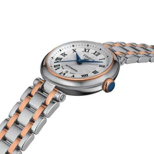 TISSOT BELLISSIMA AUTOMATIQUE CADRAN ARGENTÉ BRACELET BICOLORE OR ROSE 29 MM