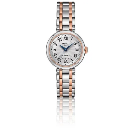 TISSOT BELLISSIMA AUTOMATIQUE CADRAN ARGENTÉ BRACELET BICOLORE OR ROSE 29 MM