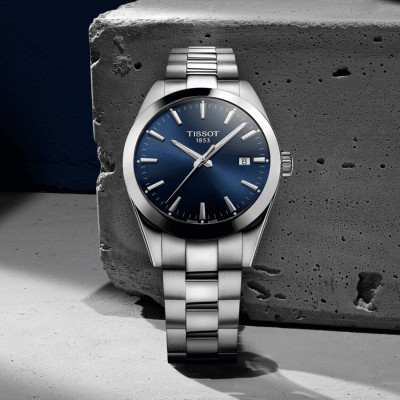 TISSOT T-CLASSIC GENTLEMAN QUARTZ CADRAN BLEU BRACELET ACIER 40 MM