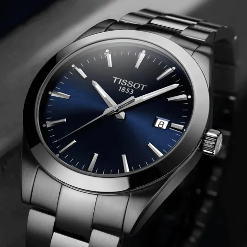 TISSOT T-CLASSIC GENTLEMAN QUARTZ CADRAN BLEU BRACELET ACIER 40 MM
