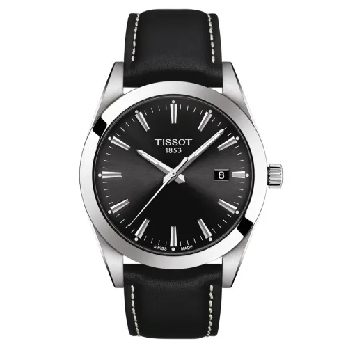 TISSOT T-CLASSIC GENTLMAN QUARTZ CADRAN NOIR BRACELET CUIR NOIR 40 MM