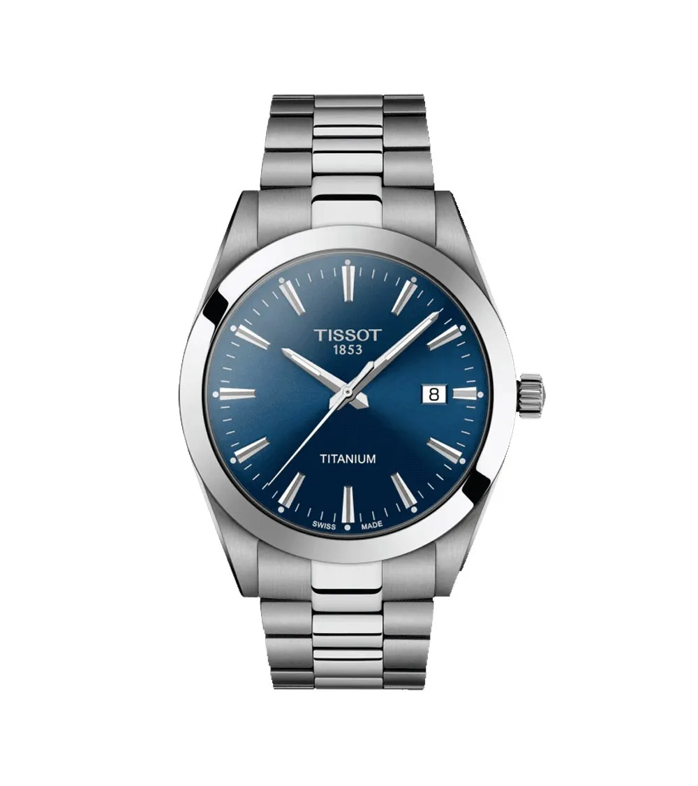 TISSOT GENTLEMAN TITANIUM QUARTZ CADRAN BLEU BRACELET TITANE 40 MM