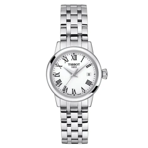 TISSOT T-CLASSIC DREAM LADY QUARTZ CADRAN BLANC BRACELET ACIER 28 MM