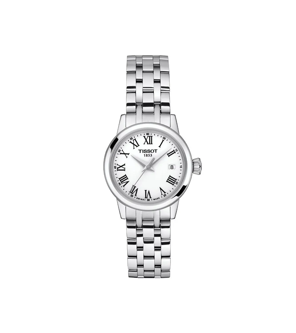 TISSOT T-CLASSIC DREAM LADY QUARTZ CADRAN BLANC BRACELET ACIER 28 MM