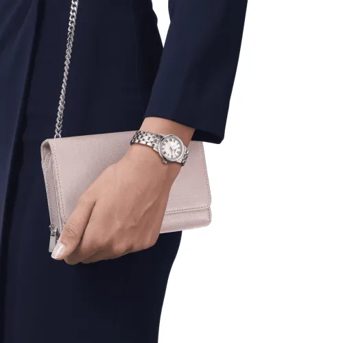 TISSOT T-CLASSIC DREAM LADY QUARTZ CADRAN BLANC BRACELET ACIER 28 MM