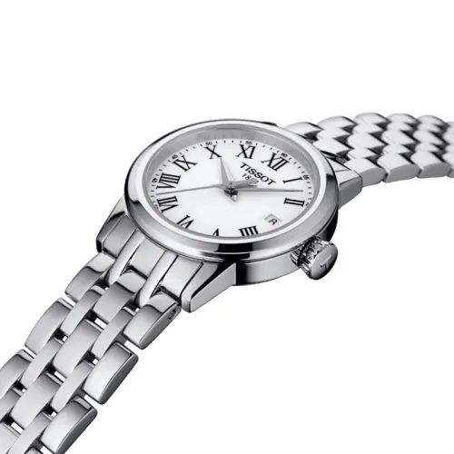 TISSOT T-CLASSIC DREAM LADY QUARTZ CADRAN BLANC BRACELET ACIER 28 MM