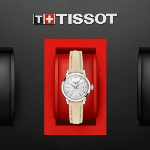 TISSOT CLASSIC DREAM LADY QUARTZ CADRAN NACRE BRACELET CUIR BEIGE 28 MM