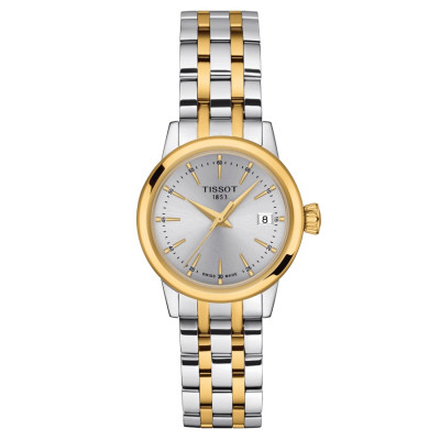 TISSOT CLASSIC DREAM LADY QUARTZ LUNETTE COULEUR OR JAUNE CADRAN ARGENTÉ 28 MM