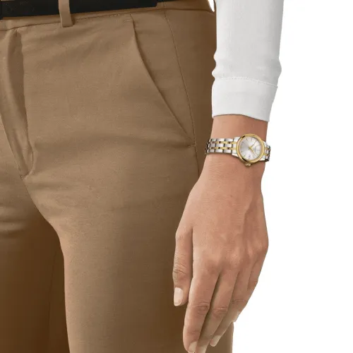 TISSOT CLASSIC DREAM LADY QUARTZ LUNETTE COULEUR OR JAUNE CADRAN ARGENTÉ 28 MM