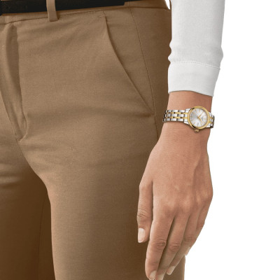 TISSOT CLASSIC DREAM LADY QUARTZ LUNETTE COULEUR OR JAUNE CADRAN ARGENTÉ 28 MM