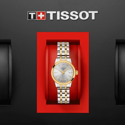 TISSOT CLASSIC DREAM LADY QUARTZ LUNETTE COULEUR OR JAUNE CADRAN ARGENTÉ 28 MM