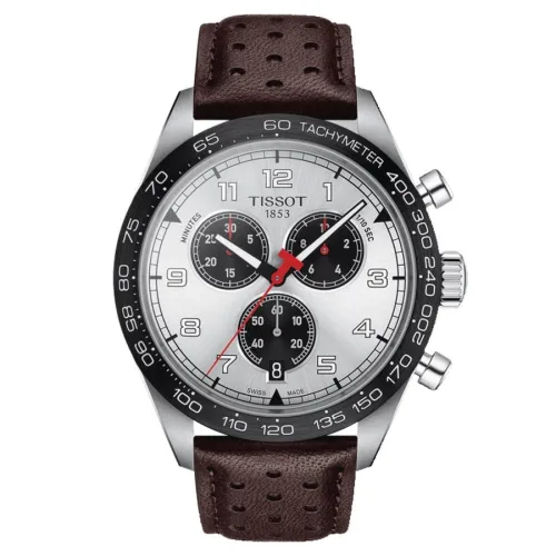 TISSOT PRS 516 CHRONOGRAPHE QUARTZ CADRAN BRACELET CUIR 45 MM