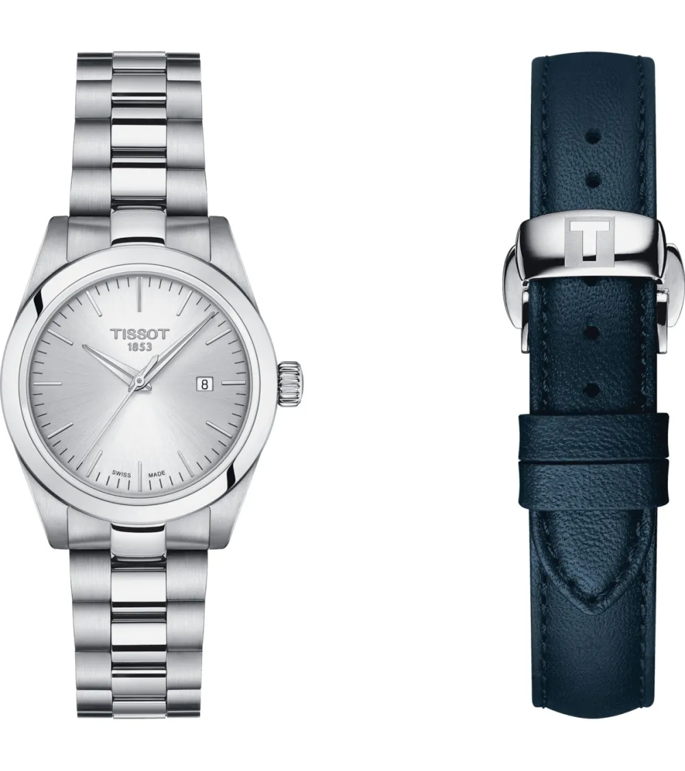 TISSOT T-MY LADY QUARTZ CADRAN GRIS BRACELET ACIER ET CUIR 29,3 MM