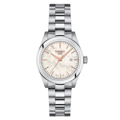 TISSOT T-MY LADY QUARTZ CADRAN NACRE BRACELET ACIER ET CUIR 29,3 MM