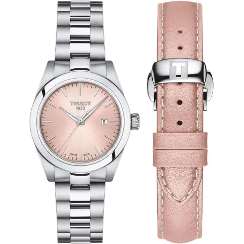 TISSOT T-MY LADY QUARTZ CADRAN ROSE BRACELET ACIER ET CUIR 29,3 MM
