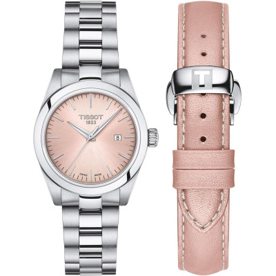 TISSOT T-MY LADY QUARTZ CADRAN ROSE BRACELET ACIER ET CUIR 29,3 MM