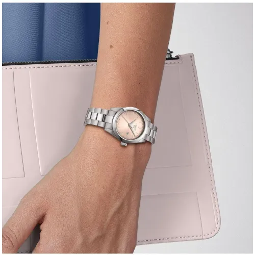 TISSOT T-MY LADY QUARTZ CADRAN ROSE BRACELET ACIER ET CUIR 29,3 MM