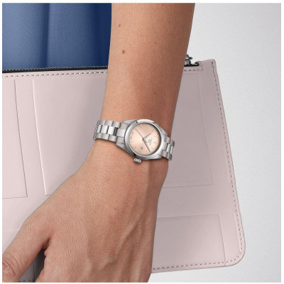 TISSOT T-MY LADY QUARTZ CADRAN ROSE BRACELET ACIER ET CUIR 29,3 MM