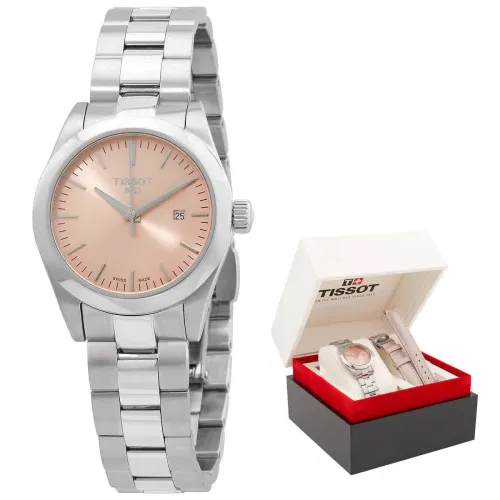 TISSOT T-MY LADY QUARTZ CADRAN ROSE BRACELET ACIER ET CUIR 29,3 MM