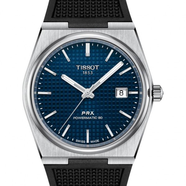 TISSOT PRX POVERMATIC 80 AUTOMATIQUE BRACELET CAOUTCHOUC NOIR CADRAN BLEU 40 MM