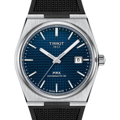 TISSOT PRX POVERMATIC 80 AUTOMATIQUE BRACELET CAOUTCHOUC NOIR CADRAN BLEU 40 MM