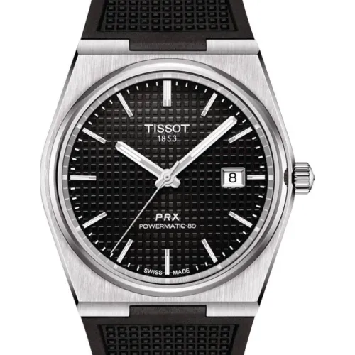 TISSOT PRX POVERMATIC 80 AUTOMATIQUE BRACELET CAOUTCHOUC NOIR CADRAN NOIR 40 MM