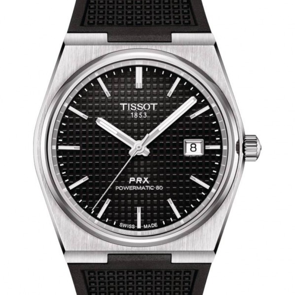 TISSOT PRX POVERMATIC 80 AUTOMATIQUE BRACELET CAOUTCHOUC NOIR CADRAN NOIR 40 MM