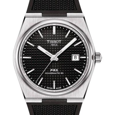 TISSOT PRX POVERMATIC 80 AUTOMATIQUE BRACELET CAOUTCHOUC NOIR CADRAN NOIR 40 MM