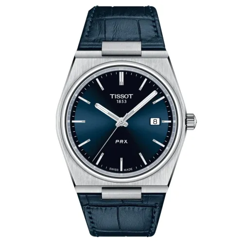 TISSOT PRX QUARTZ CADRAN BLEU BRACELET CUIR BLEU 40 MM