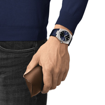 TISSOT PRX QUARTZ CADRAN BLEU BRACELET CUIR BLEU 40 MM