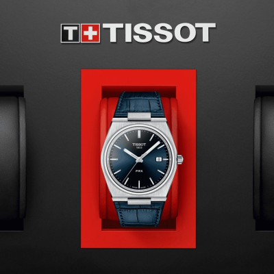 TISSOT PRX QUARTZ CADRAN BLEU BRACELET CUIR BLEU 40 MM