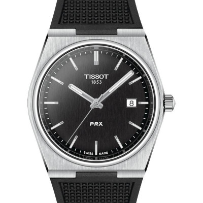 TISSOT PRX CADRAN NOIR QUARTZ BRACELET CAOUTCHOUC NOIR 40 MM
