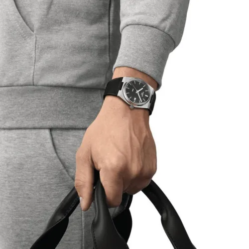 TISSOT PRX CADRAN NOIR QUARTZ BRACELET CAOUTCHOUC NOIR 40 MM