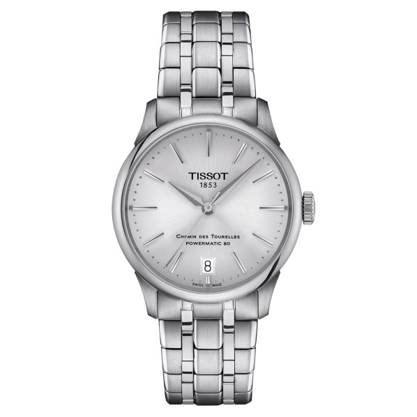 TISSOT T-CLASSIC CHEMIN DES TOURELLES POWERMATIC 80 CADRAN ARGENT BRACELET ACIER 34 MM