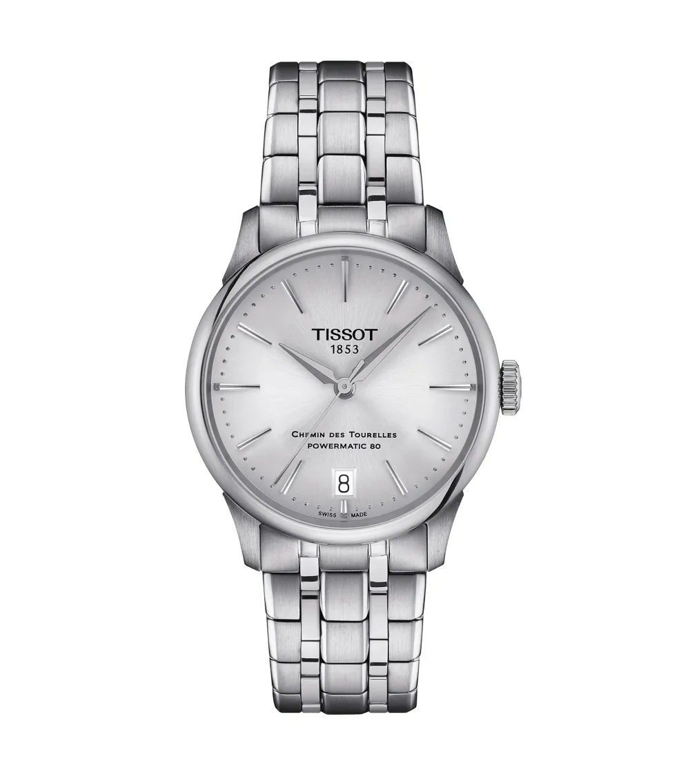 TISSOT T-CLASSIC CHEMIN DES TOURELLES POWERMATIC 80 CADRAN ARGENT BRACELET ACIER 34 MM