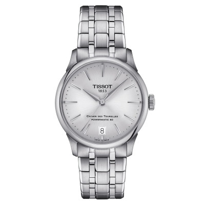 TISSOT T-CLASSIC CHEMIN DES TOURELLES POWERMATIC 80 CADRAN ARGENT BRACELET ACIER 34 MM