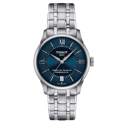 TISSOT T-CLASSIC CHEMIN DES TOURELLES POWERMATIC 80 CADRAN BLEU  BRACELET ACIER 34 MM