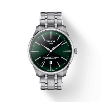 TISSOT T-CLASSIC CHEMIN DES TOURELLES POWERMATIC 80 CADRAN VERT BRACELET ACIER 42 MM
