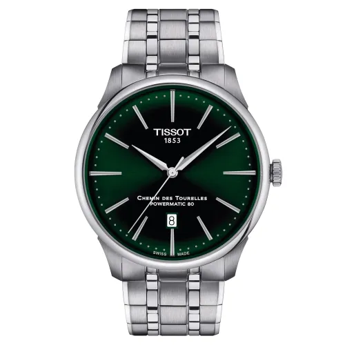 TISSOT T-CLASSIC CHEMIN DES TOURELLES POWERMATIC 80 CADRAN VERT BRACELET ACIER 42 MM