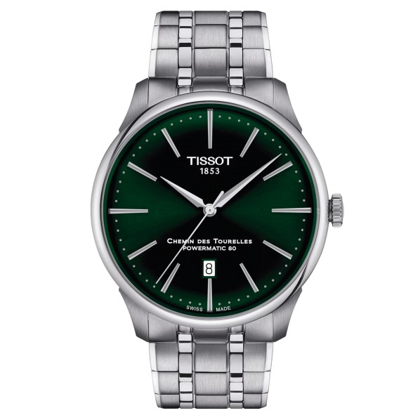 TISSOT T-CLASSIC CHEMIN DES TOURELLES POWERMATIC 80 CADRAN VERT BRACELET ACIER 42 MM