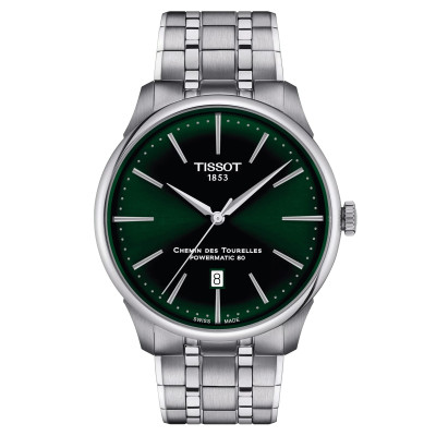 TISSOT T-CLASSIC CHEMIN DES TOURELLES POWERMATIC 80 CADRAN VERT BRACELET ACIER 42 MM